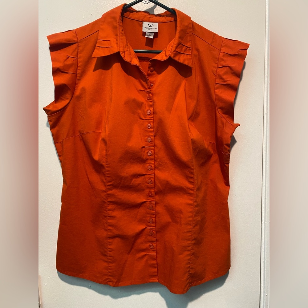 Worthington Orange Button-Up Top